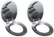 vidaXL Assentos sanita 2 pcs c/ tampas fecho suave MDF design pedras
