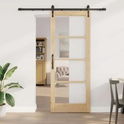 Porta Deslizante vidaXL com Conjunto de Ferragens 83x211 cm Madeira Maciça de Pinho