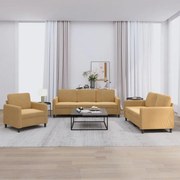 vidaXL 3 pcs conjunto de sofás veludo castanho