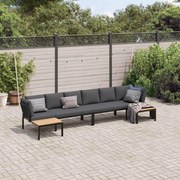 vidaXL 4 pcs conjunto de sofás p/ jardim c/ almofadões alumínio preto