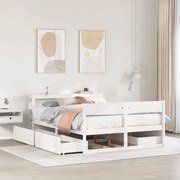 Cama sem colchão 160x200 cm madeira de pinho maciça branco