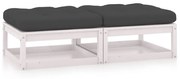 vidaXL Apoio de pés p/ jardim c/ almofadões 2 pcs pinho maciço