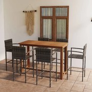 7 pcs conjunto de bar para jardim cinzento