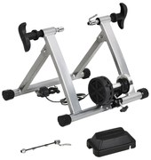 HOMCOM Rolo Bicicleta para treinamento de ciclismo Ajustável Treinador de Ciclismo  Cor Prateada  Estrutura de Aço - 54,5x42,2x39,1cm | Aosom Portugal