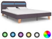 Estrutura cama c/ LEDs em tecido 180x200cm cinzento-acastanhado