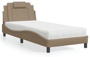 Cama com colchão 90x200 cm couro artificial cor cappuccino