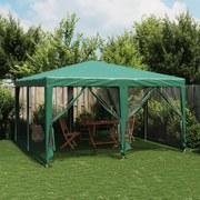 vidaXL Tenda p/ festas c/ 8 paredes laterais em rede 4x4 m PEAD verde