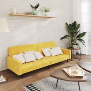 Sofá-cama de 2 lugares veludo amarelo