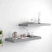 vidaXL Prateleiras de parede suspensas 2 pcs 60x23,5x3,8cm MDF cinza