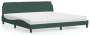 vidaXL Cama com colchão 200x200 cm veludo verde-escuro