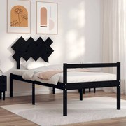 Estrutura de cama com cabeceira 90x200 cm madeira maciça preto