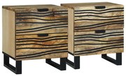 vidaXL Mesas de Cabeceira - 2 pcs, 40x33.5x46 cm, Madeira de Mangueira Maciça e Madeira de Engenharia