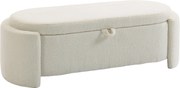 HOMCOM Banco de arrumação, banco ao pé da cama oval em pelo Teddy com assento largo, 129 x 48,5 x 44 cm, creme | Aosom Portugal
