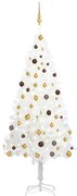 vidaXL Árvore Natal artificial pré-iluminada c/ bolas 210 cm branco