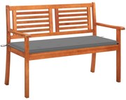 vidaXL Banco de jardim 2 lugares c/ almofadão 120 cm eucalipto maciço