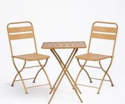 Conjunto De Mesa Quadrada 60x60 Cm E 2 Cadeiras Dobráveis De Jardim Em Aço Janti Mostaza - Sklum