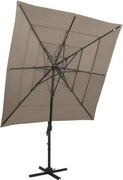 vidaXL Guarda-sol de jardim com poste de alumínio cinza-acastanhado