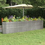 vidaXL Canteiro elevado jardim 332x40x68cm aço revestido a pó prateado