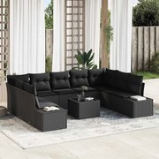 vidaXL Conjunto de sofá de jardim de 10 peças com almofadas em polirattan bege.