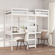 vidaXL Cama alta sem colchão 80x200 cm pinho maciço branco