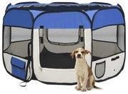 vidaXL Parque dobrável p/ cão c/ saco de transporte 110x110x58cm azul