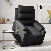 vidaXL Poltrona reclinável elevatória elétrica couro artificial preto