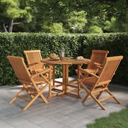 vidaXL 5 pcs conjunto jantar dobrável p/ exterior madeira teca maciça