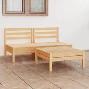 3 pcs conjunto lounge de jardim pinho maciço