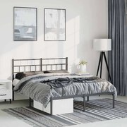 vidaXL Estrutura de cama com cabeceira 135x190 cm metal preto