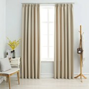 vidaXL Cortinas blackout com ganchos 2 pcs 140x175 cm bege