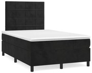 vidaXL Cama box spring c/ colchão e LED 120x190 cm couro artif. preto
