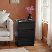 Mesa de cabeceira com 3 gavetas 35 x 40 x 59 cm preta
