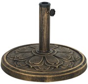 Outsunny Base Chapéu de Sol Redonda Suporte Preenchível Cimento Peso 12 kg Estável Ø46x33 cm Cor Bronze | Aosom Portugal