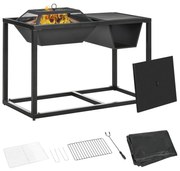 Outsunny Braseiro 4 em 1 de Aço Galvanizado para Jardim Barbecue a Len