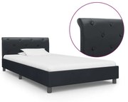 vidaXL Estrutura de cama 90x200 cm couro artificial preto