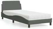 vidaXL Cama com colchão 80x200 cm tecido cinzento-escuro