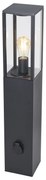 Candeeiro de chão moderno para exterior preto 80cm com tomada IP44 - Charlois Moderno