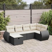 vidaXL 6 pcs conjunto sofás de jardim c/ almofadões vime PE preto