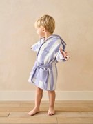 Roupão de banho para bebé, às riscas, TRANSAT, coleção cápsula família personalizável, com algodão reciclado risca violeta