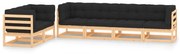 vidaXL 6 pcs conj. lounge jardim c/ almofadões antracite pinho maciço