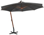 vidaXL Guarda-sol de jardim suspenso com poste abeto maciço antracite