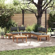 vidaXL Conjunto de Sofá de Jardim 3 pcs Marrom e Cinza