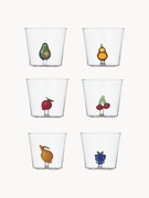 Copos em vidro de borossilicato artesanais Fruits & Flowers, conjunto de 6