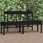 vidaXL Banco de jardim c/ 2 lugares 159,5x44x45 cm pinho maciço preto