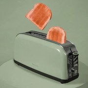 Torradeira vertical Toastin' time 850 Green Long de aço com ranhura longa e suporte para pãezinhos