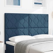 vidaXL Cabeceira Azul com Design de Blocos de Diamante, Têxtil de 160 cm