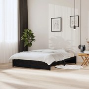 Estrutura de cama king 150x200 cm madeira maciça preto