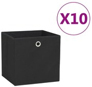 vidaXL Caixas arrumação 10 pcs 28x28x28 cm tecido-não-tecido preto