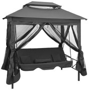 vidaXL Baloiço jardim + toldo convertível 220x160x240cm aço antracite