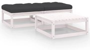 vidaXL 3 pcs conjunto lounge de jardim c/ almofadões pinho maciço